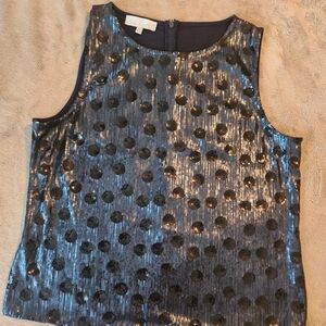 Talbots Black and Silver Embellished Sleeveless Tank Top